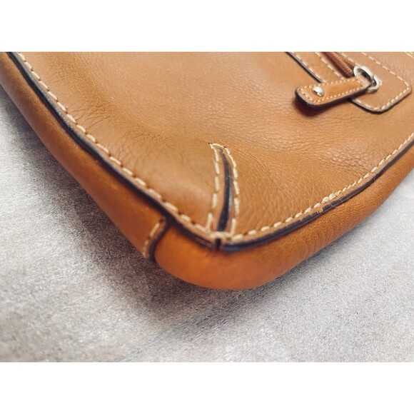 Fossil Y2K Pebbled Brown Leather Crossbody Messenger Bag Leather 10"x11" EUC - Picture 10 of 12